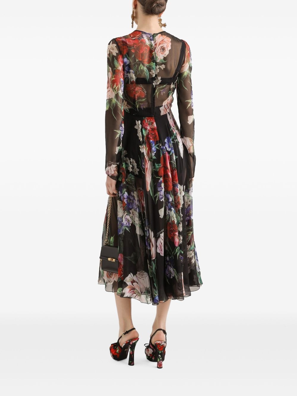 floral-print midi dress - 3