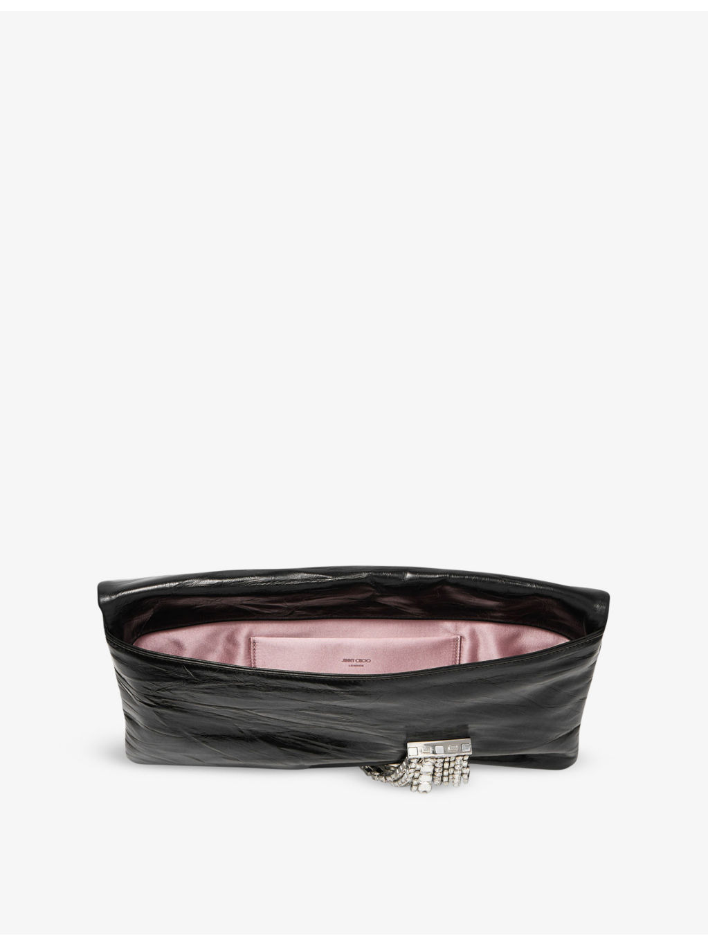 Zandra crystal-embellished metallic-leather clutch bag - 5