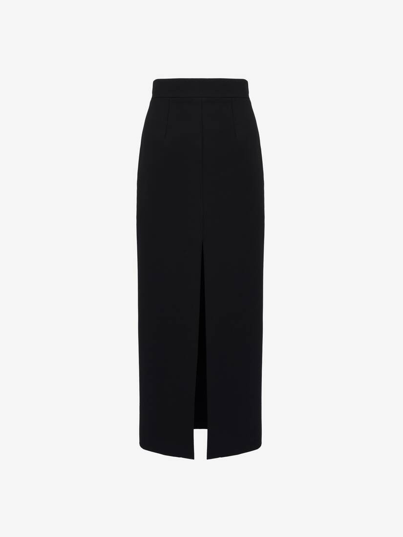 Women's Slashed Pencil Skirt in Black - 1
