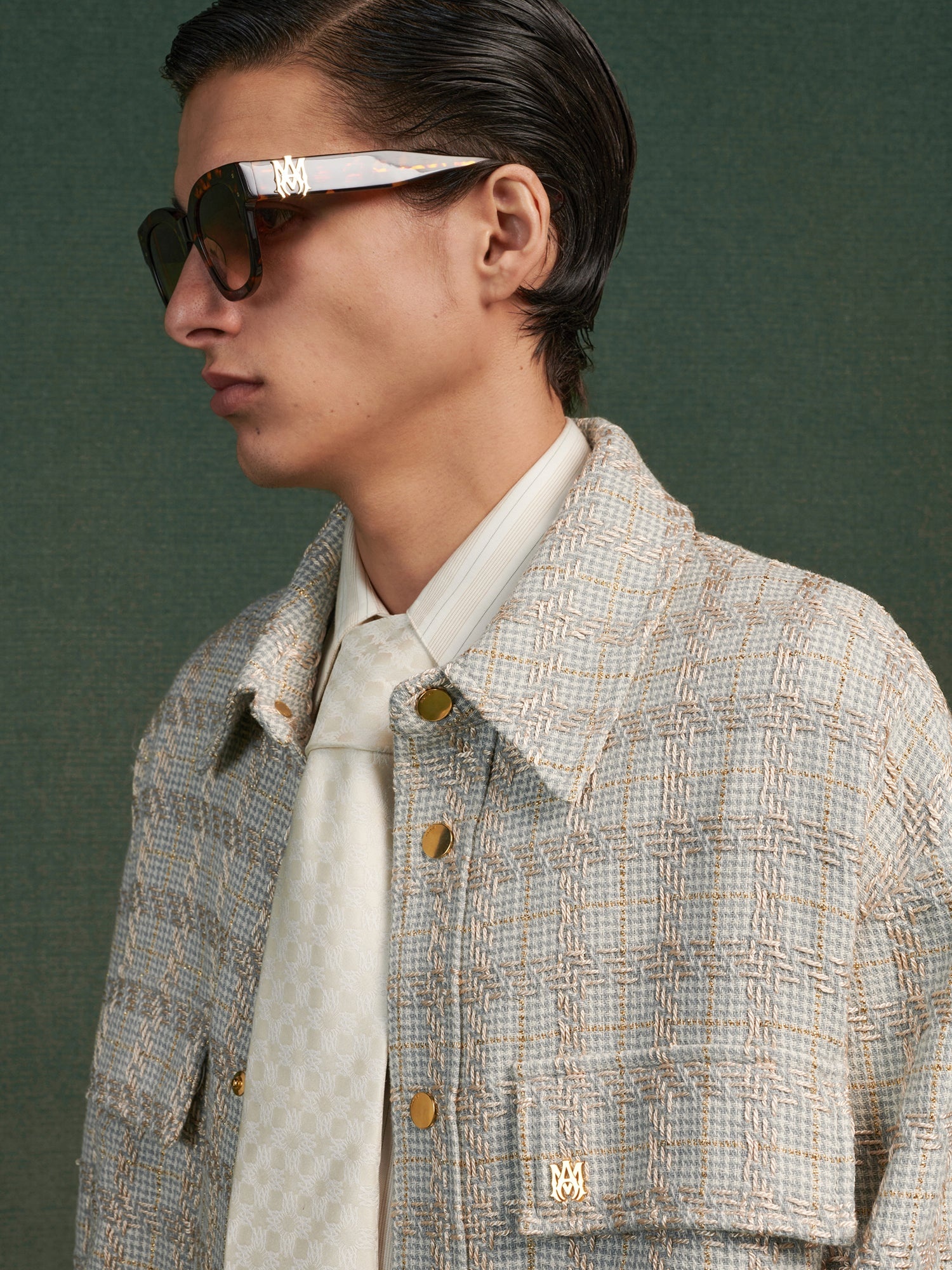 CHECK BOUCLE PADDED OVERSHIRT - 5