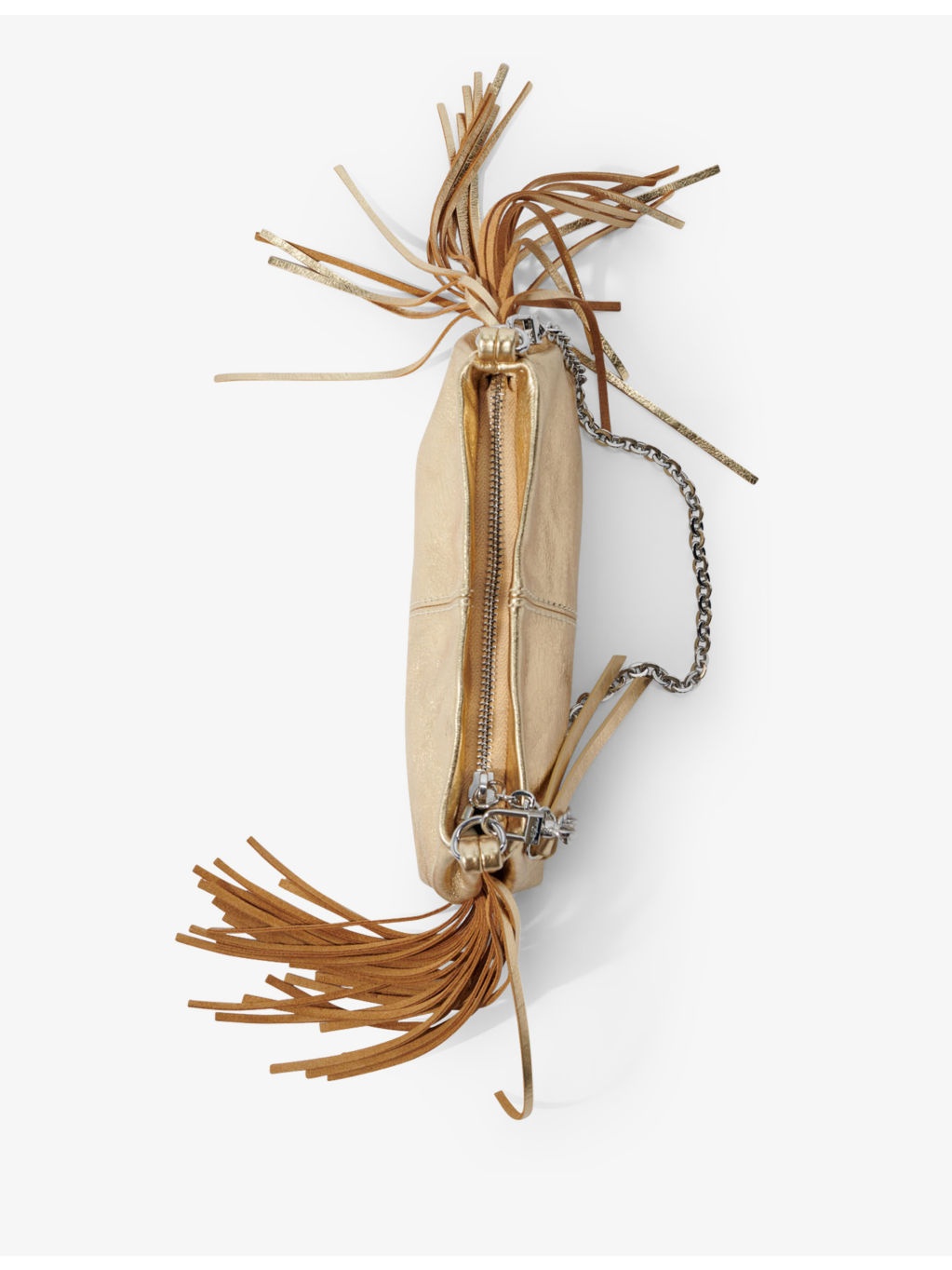 Miss M fringed-trim metallic leather clutch - 3