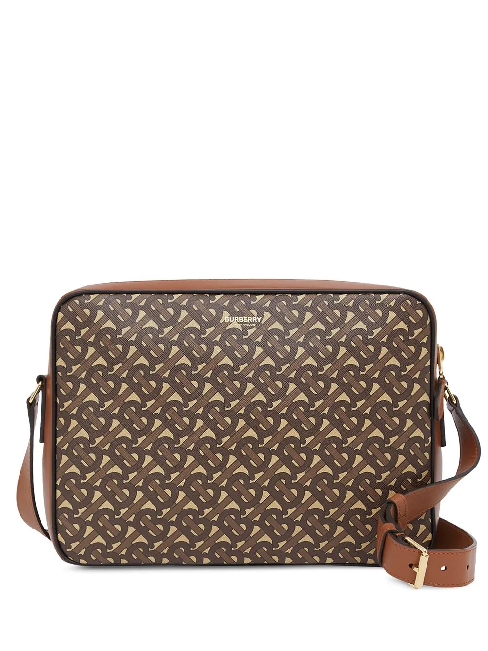 monogram print messenger bag - 1