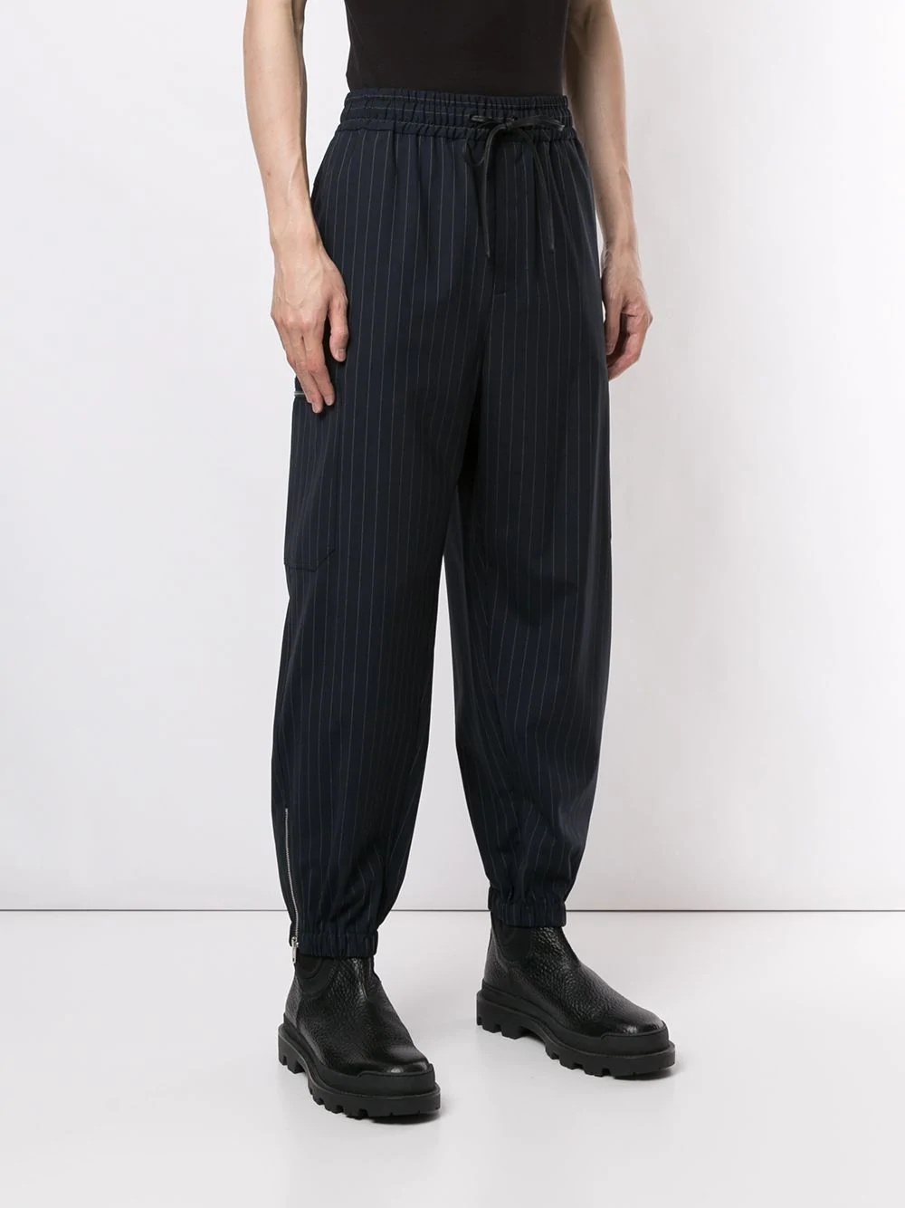 pinstripe cargo track pants - 3