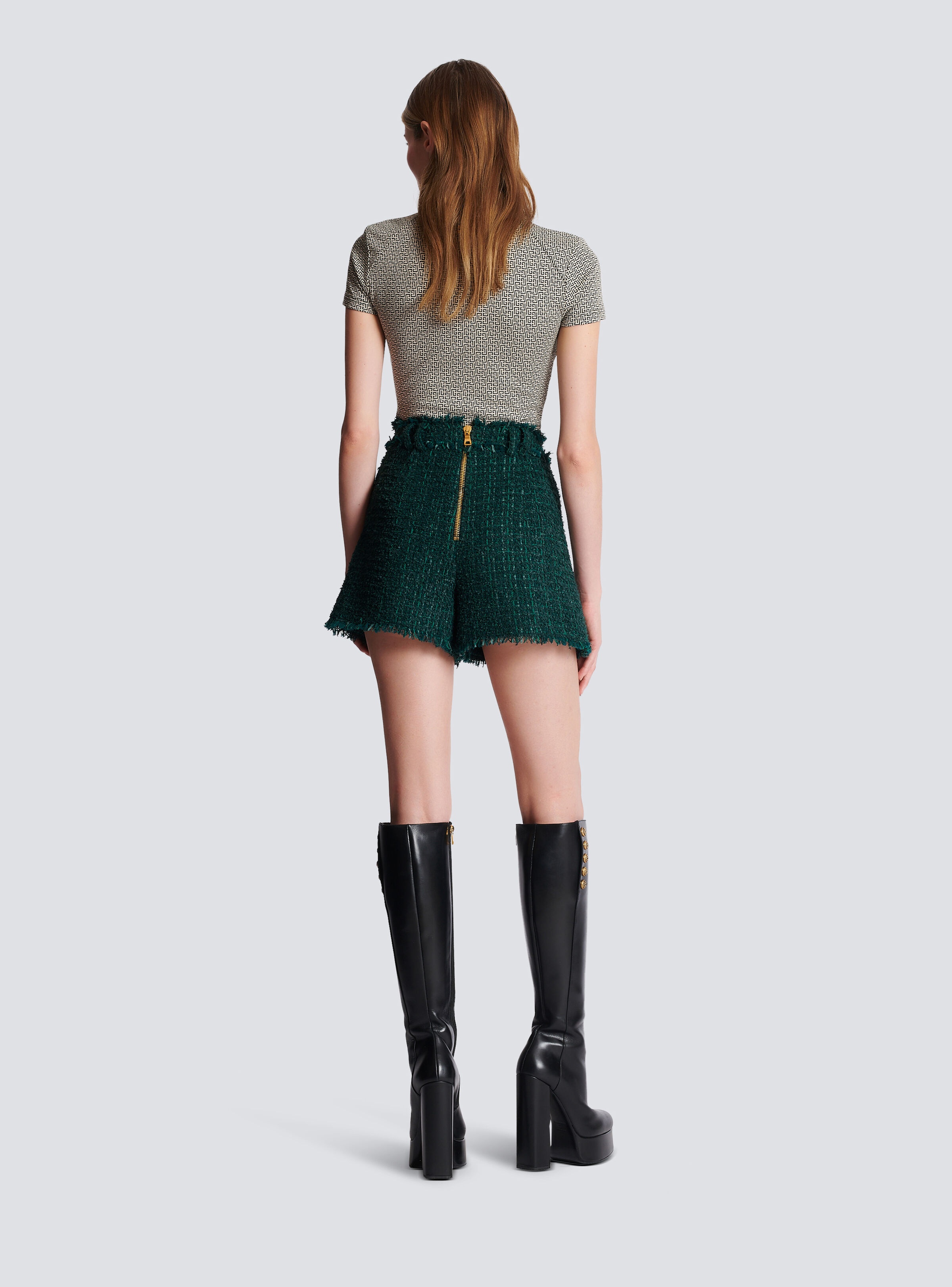 Tweed shorts with buttons - 4