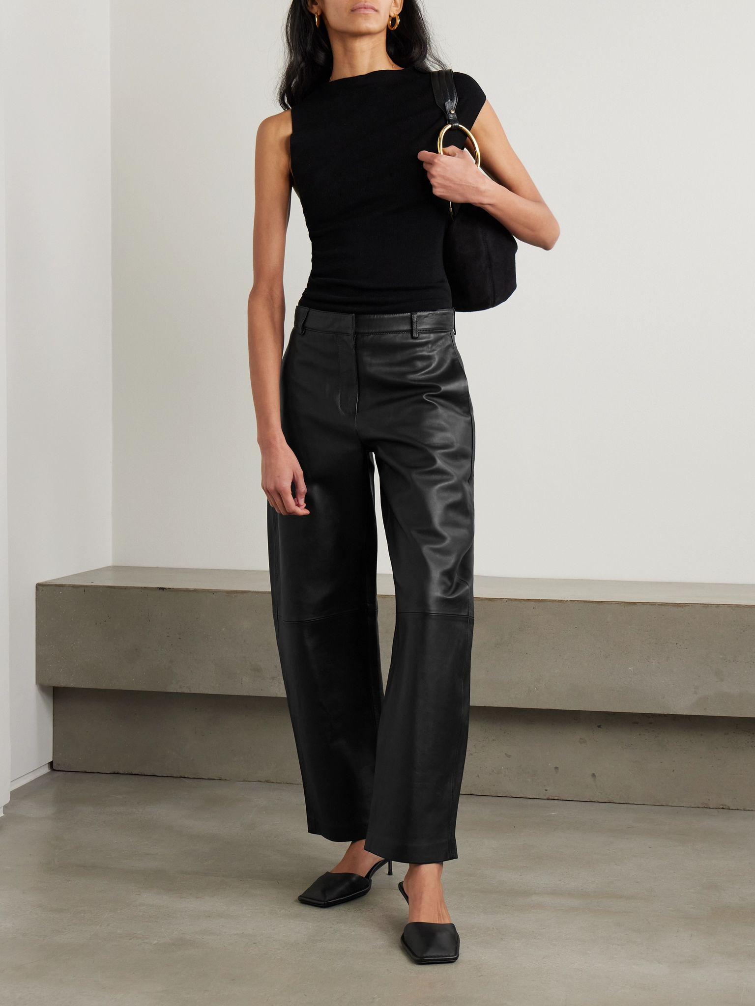 Leather tapered pants Black - 2