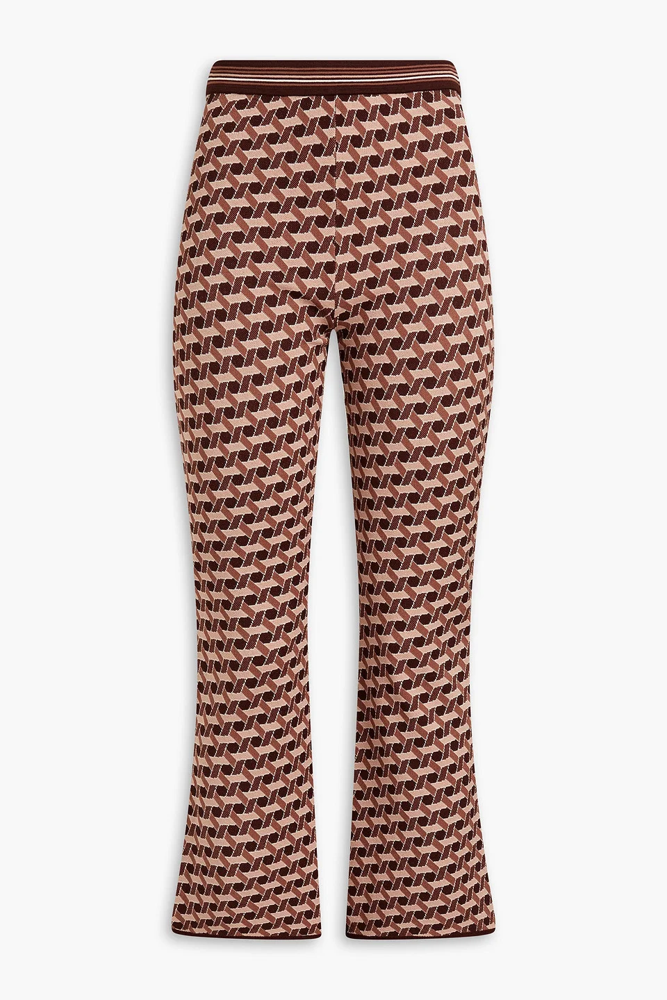 Juno cropped jacquard-knit flared pants - 1