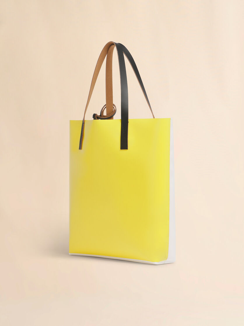 WHITE AND YELLOW FABRIC TRIBECA TOTE WITH TULIP PRINT - 3