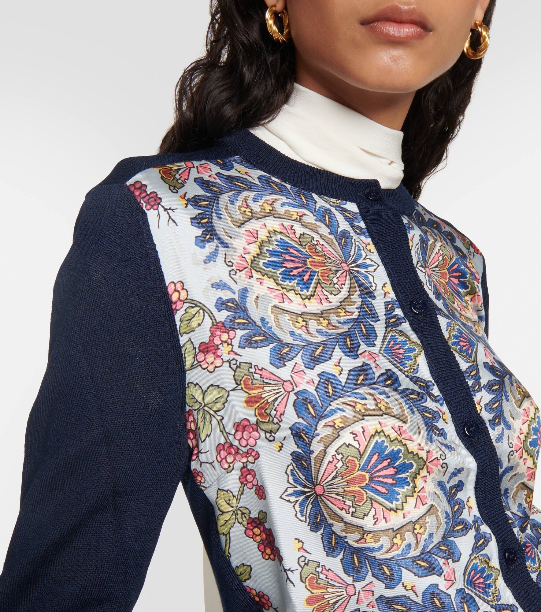 Printed silk and cotton-blend cardigan - 4