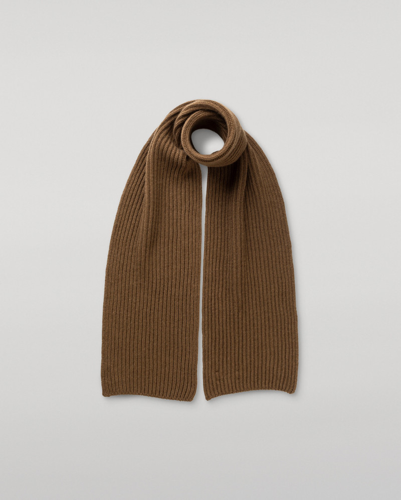 Lovat Green Ribbed Cashmere Scarf 1