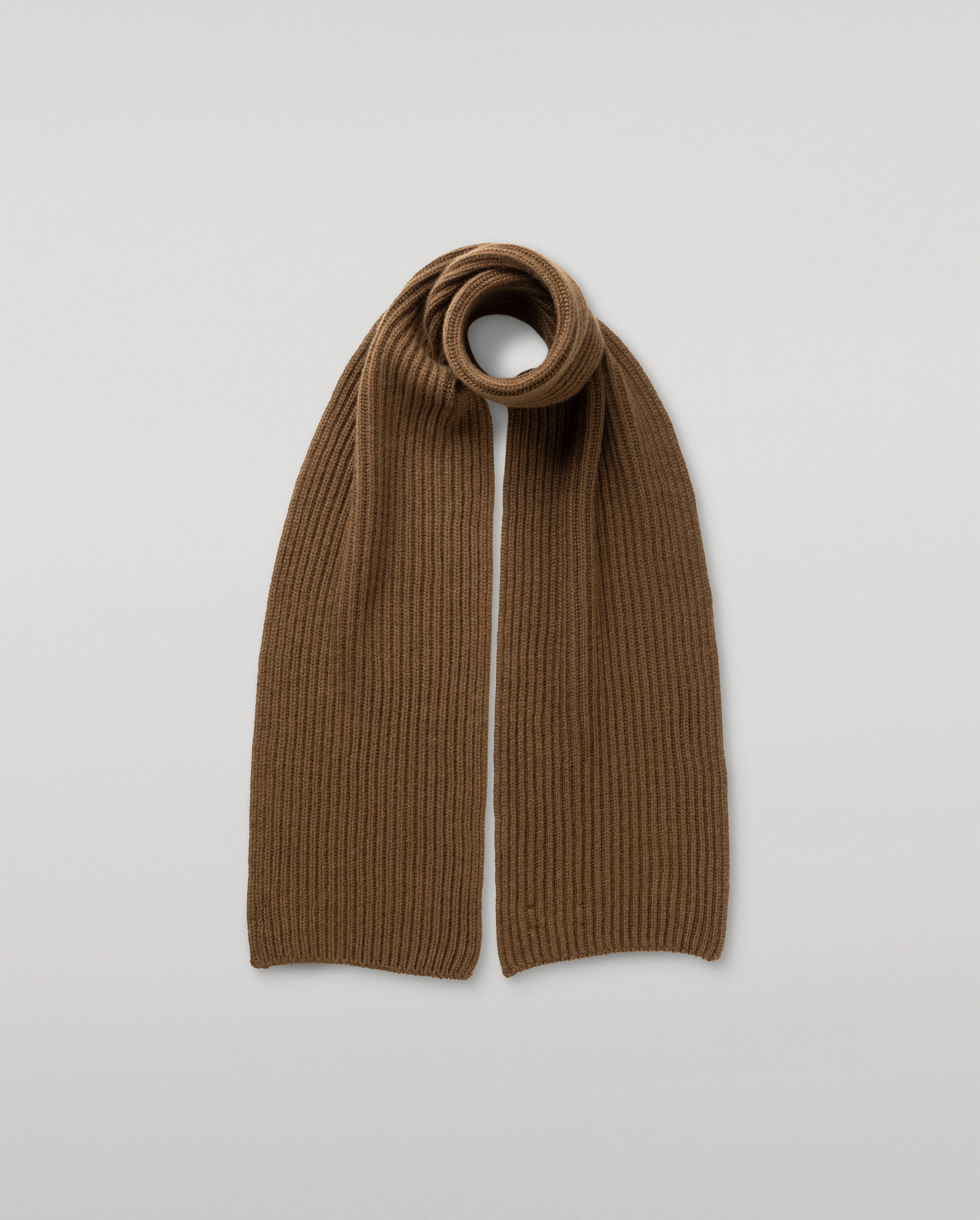 Lovat Green Ribbed Cashmere Scarf - 1