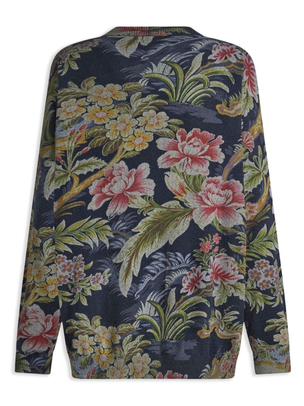 floral-print wool cardigan - 2