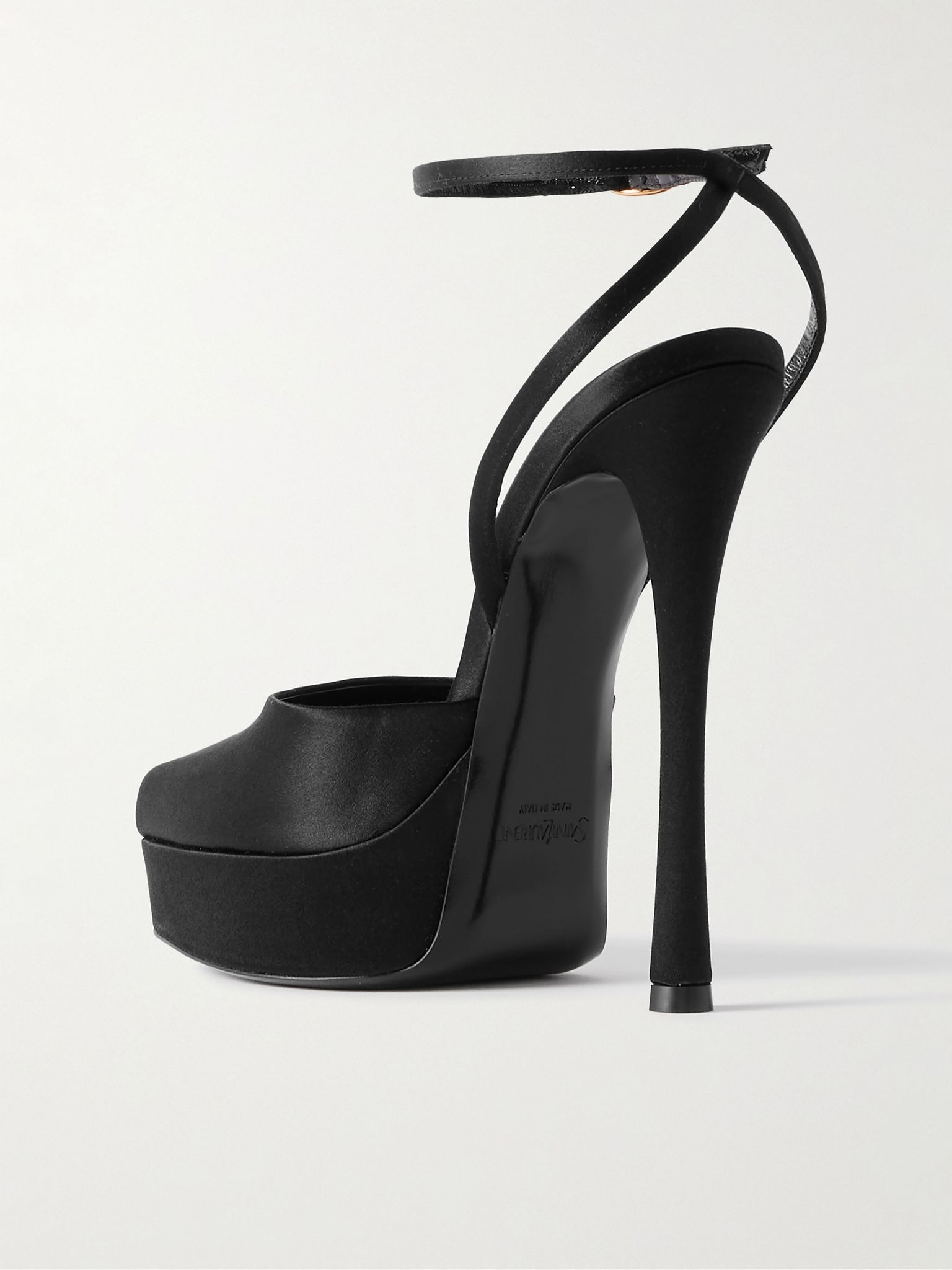 La Scandale leather-trimmed satin mules Black - 3
