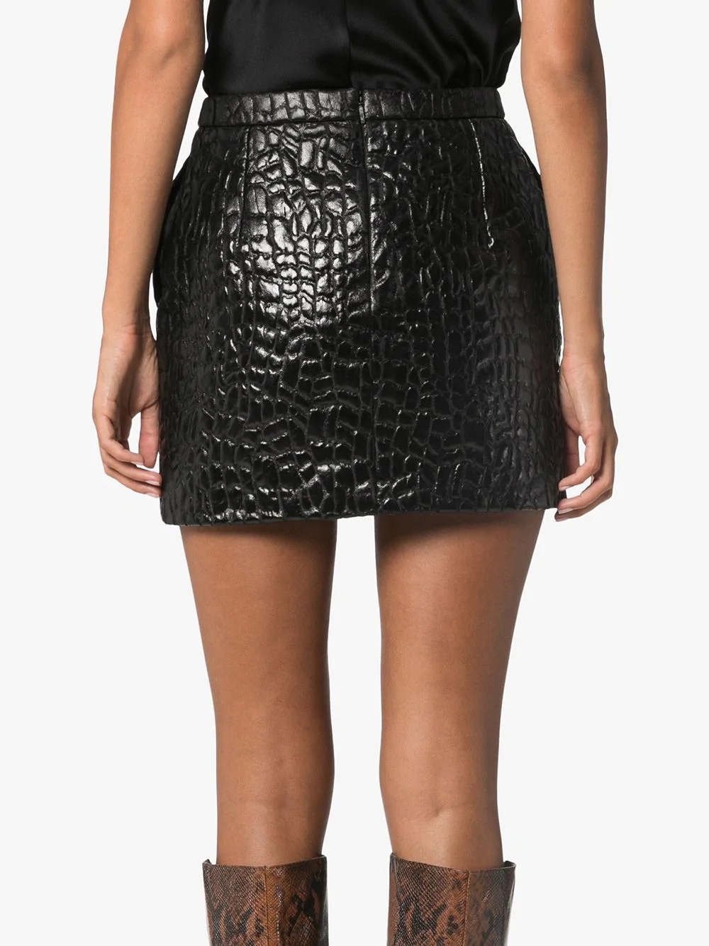 crocodile-embossed mini skirt - 4