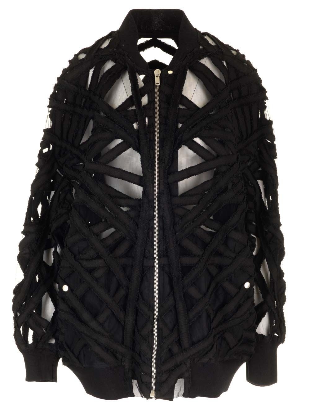 Cropped Jacket In Denim And Tulle Jackets Black - 2