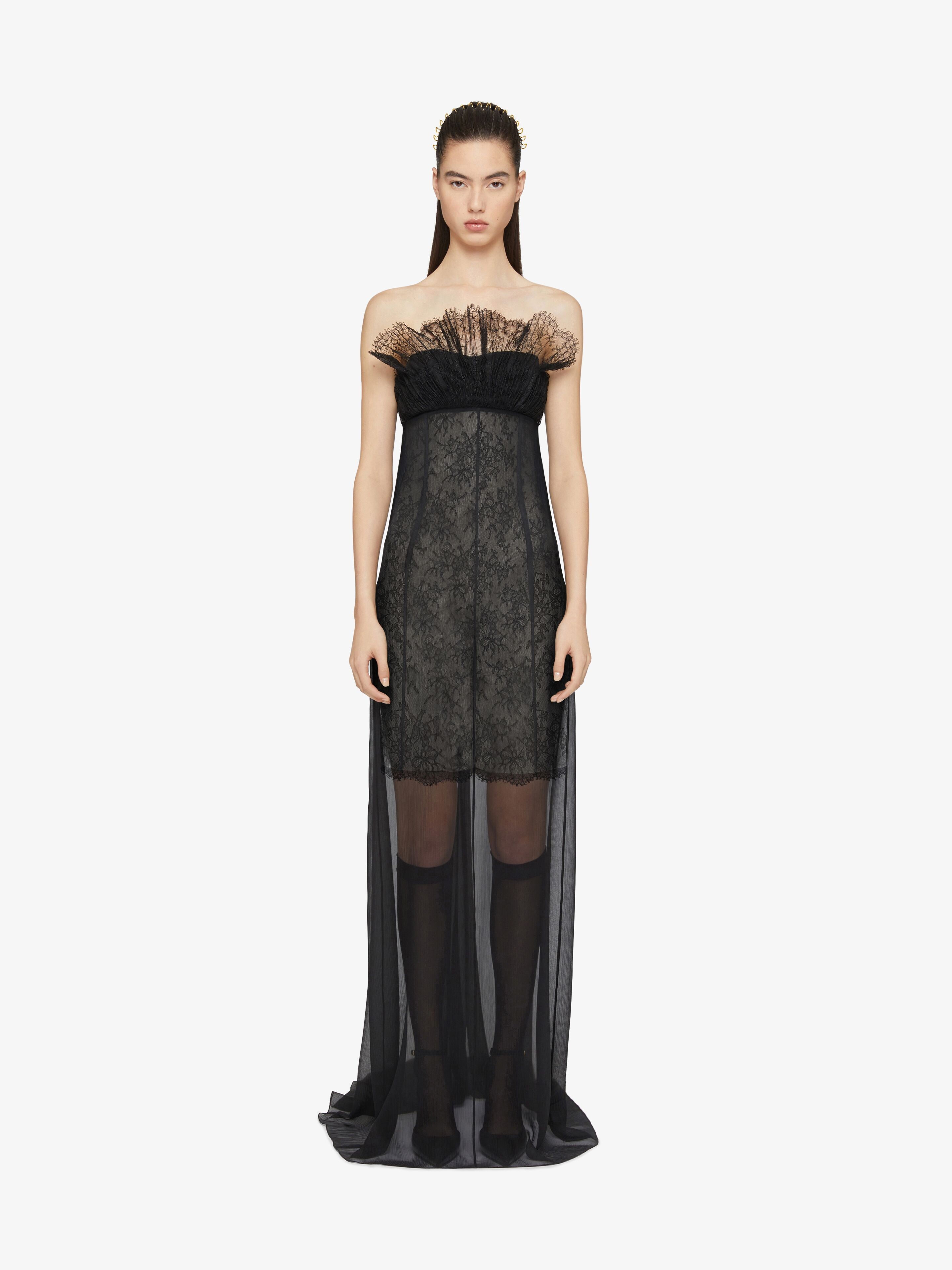 BUSTIER DRESS IN MUSLIN WITH LACE - 2