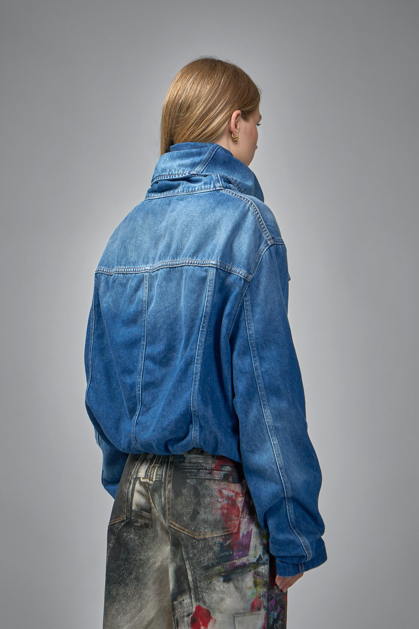 Crinkled Denim Jacket - 3