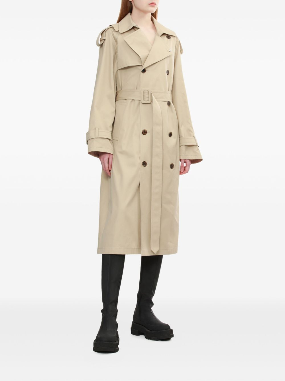 double-breasted belted trench coat - 2