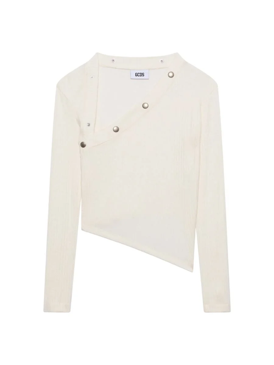 Gcds Long-Sleeved Ribbed Top With Snap Buttons - 1