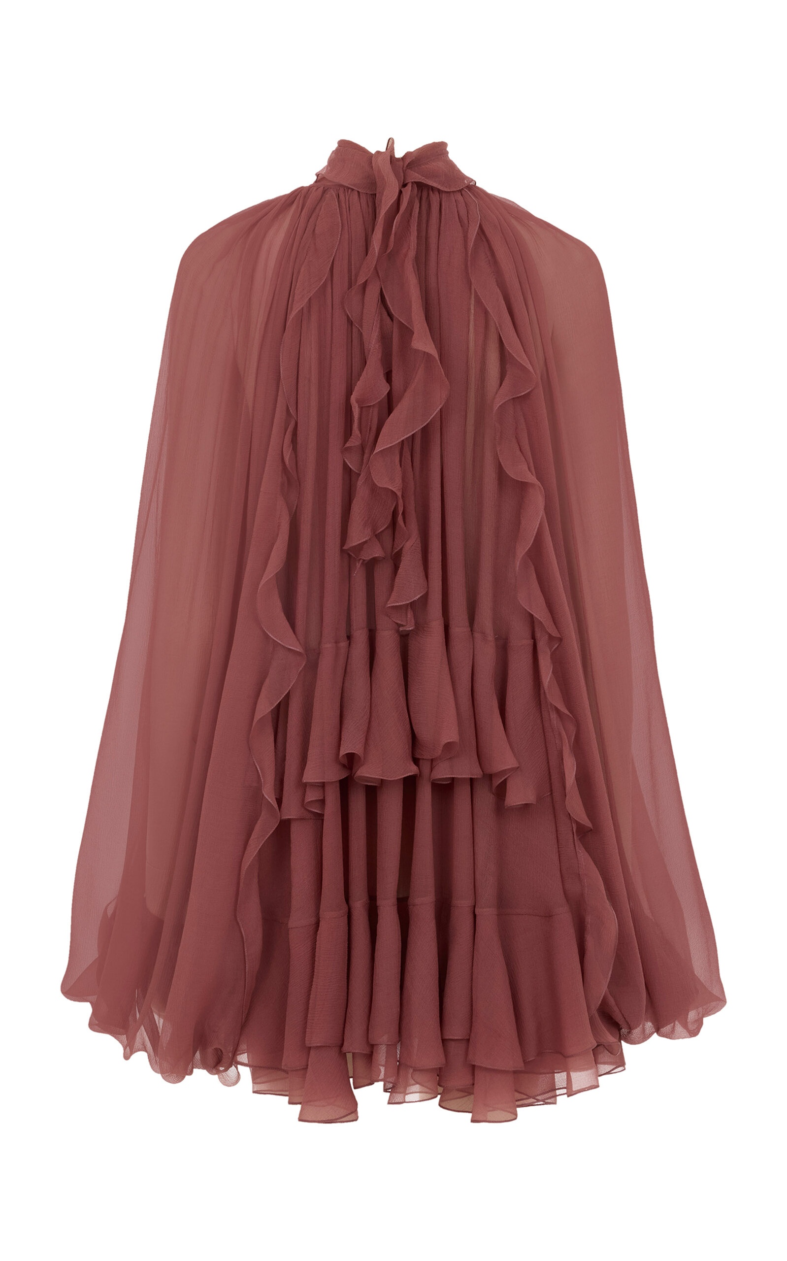 Ruffled Silk Mini Cape Dress pink - 2