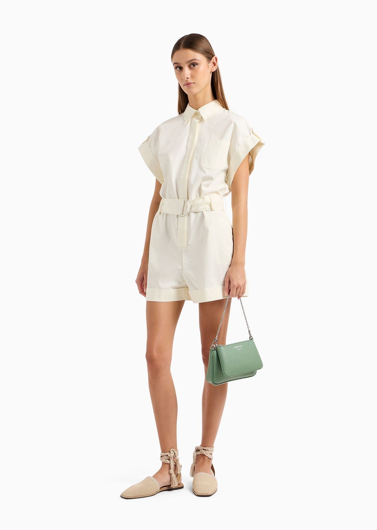Pima cotton gabardine short jumpsuit - 4