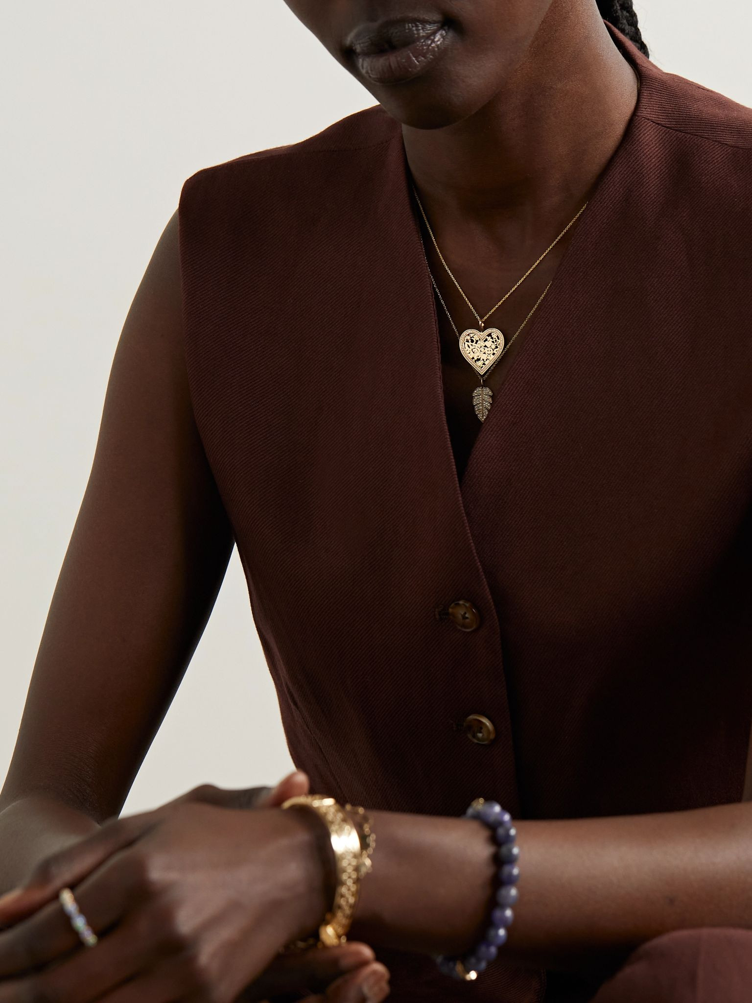 Icon Wallpaper Heart 14-karat gold diamond necklace Gold - 5