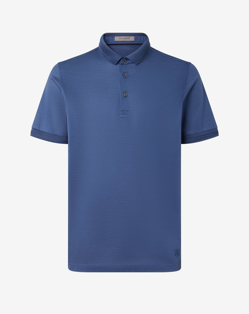Light blue button-up lisle thread polo shirt 1