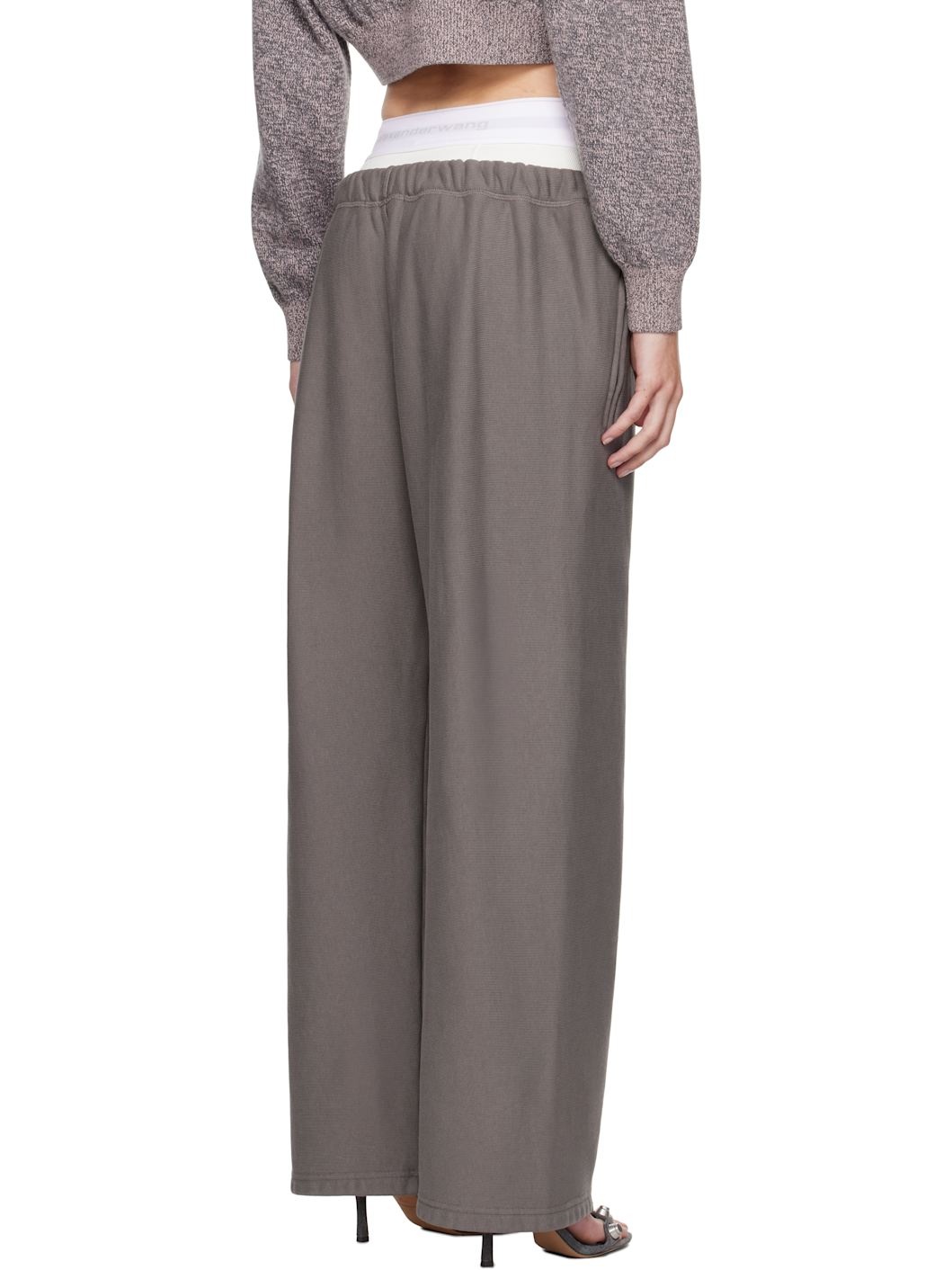 Gray Wide Leg Pre-Styled Logo Brief Sweatpants - 3