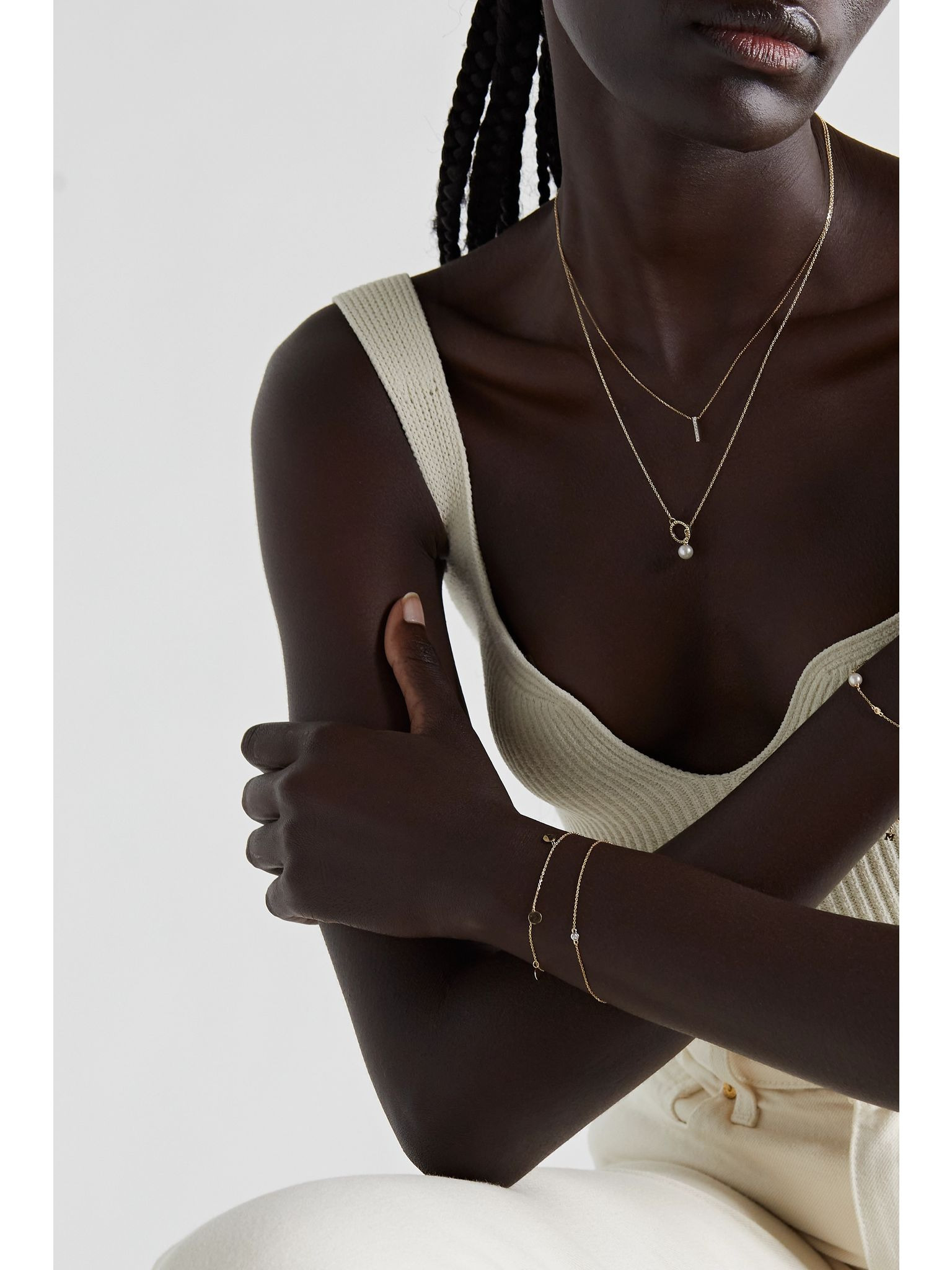 La Barre 14-karat gold diamond necklace Gold - 5