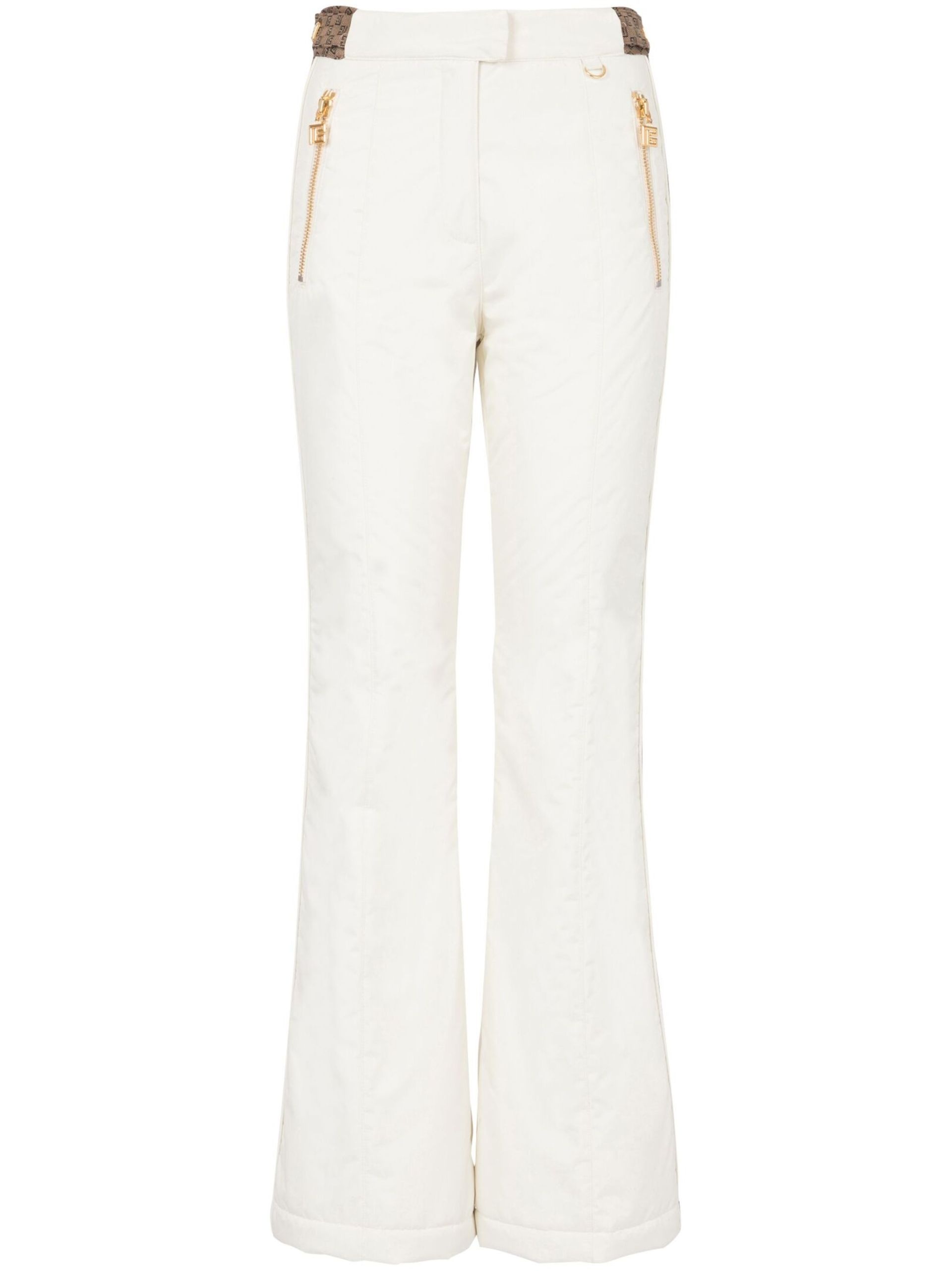 White Flared Monogram Ski Trousers - 1