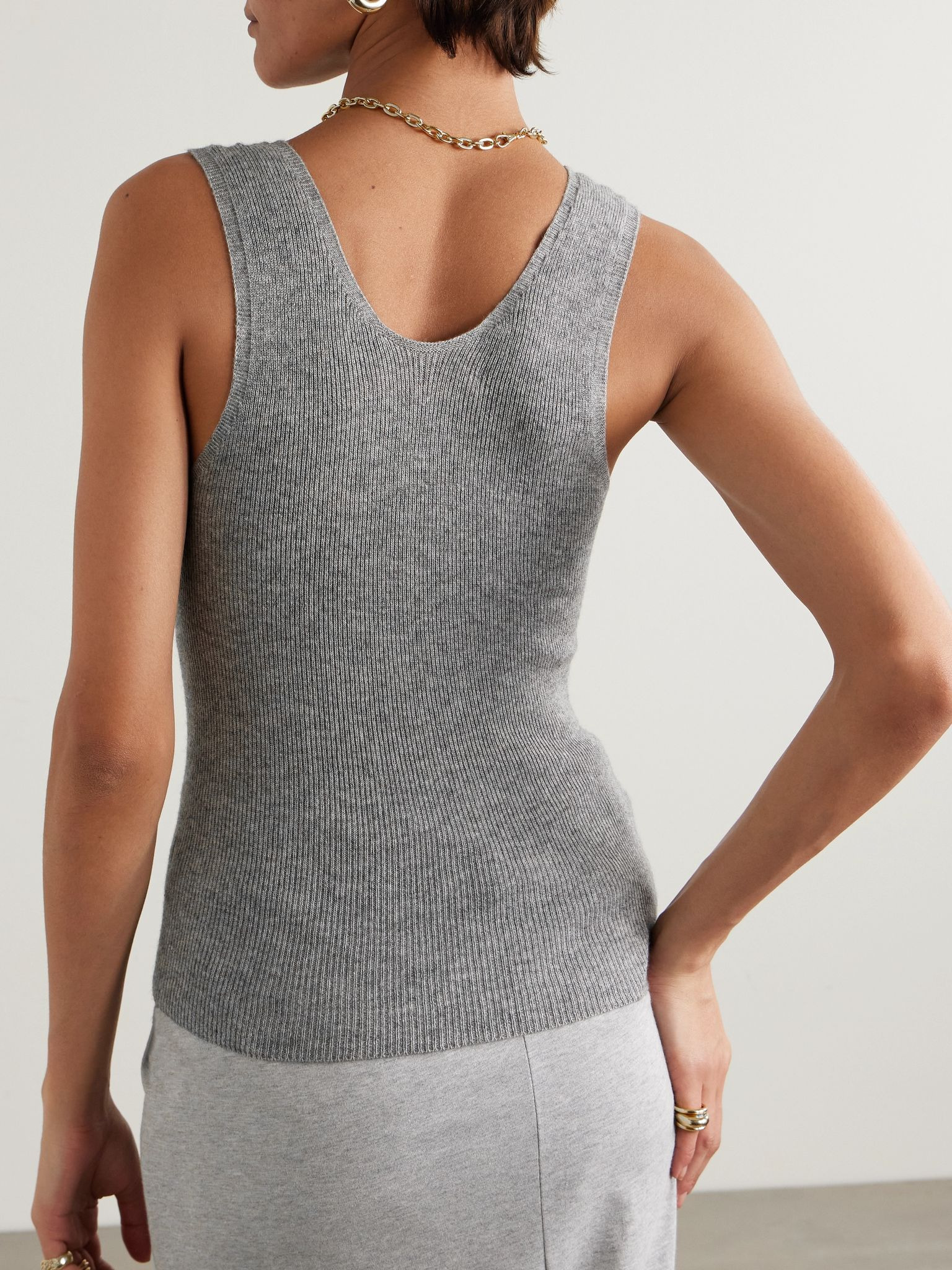 Delicash cashmere and silk-blend tank Gray - 4
