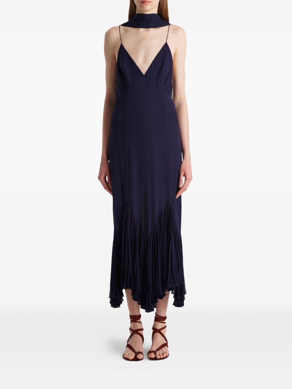 Candita pleated V-neck slip midi dress - 2