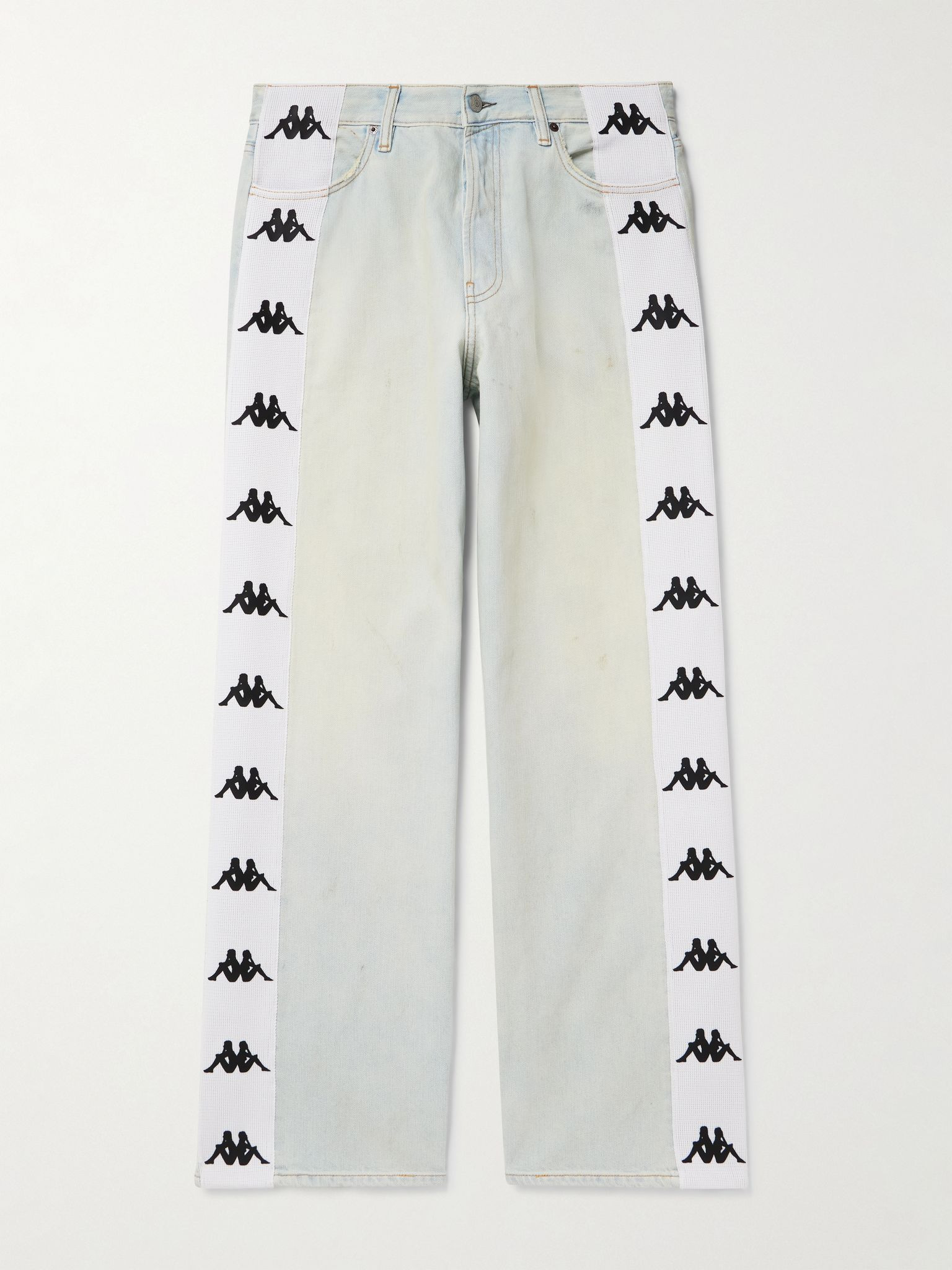+ Kappa Straight-Leg Webbing-Trimmed Jeans Blue - 1
