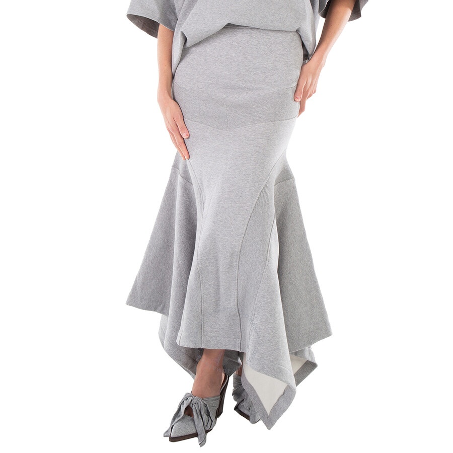 The Attico Grey Asymmetrical Cotton Maxi Skirt - 1