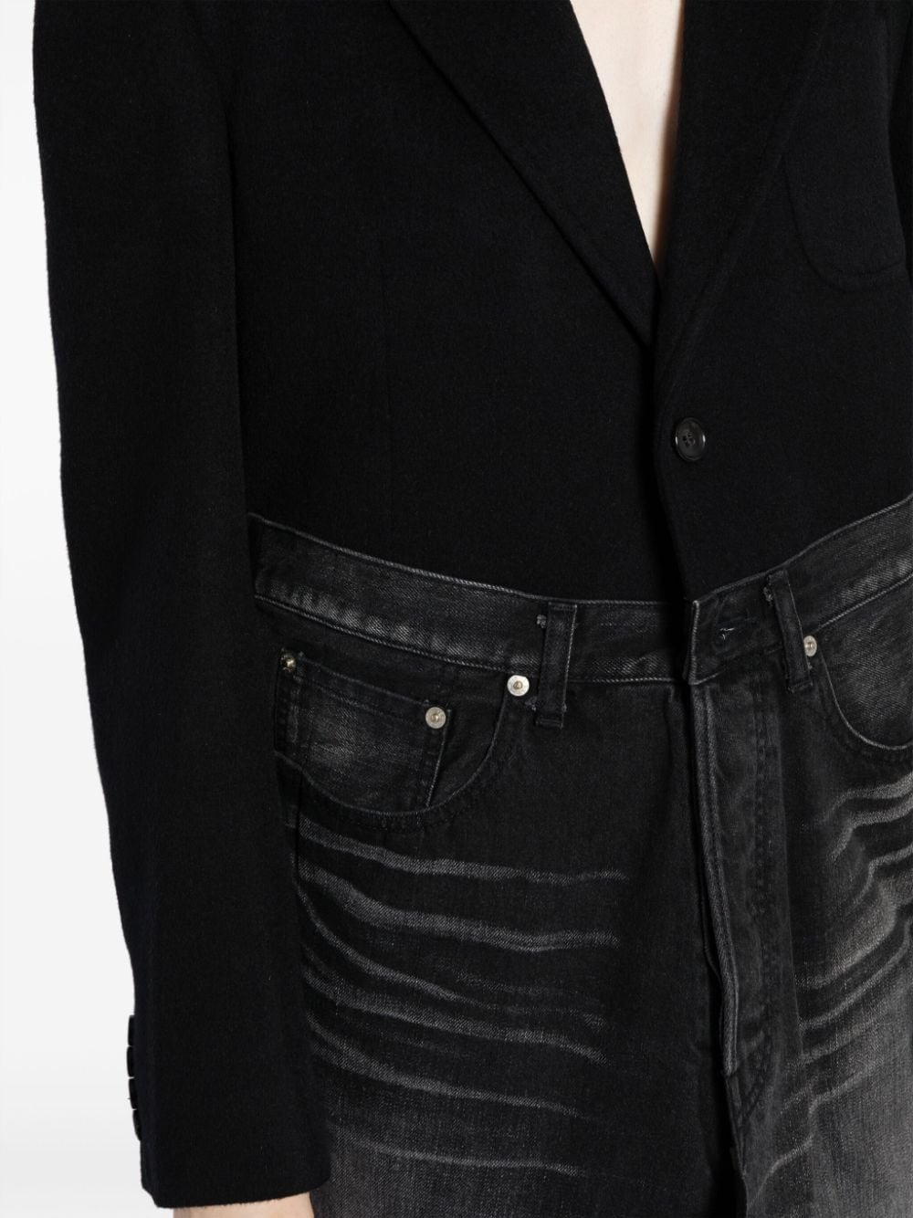 panelled V-neck coat - 5
