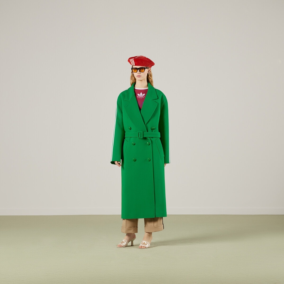 adidas x Gucci wrap wool coat - 5