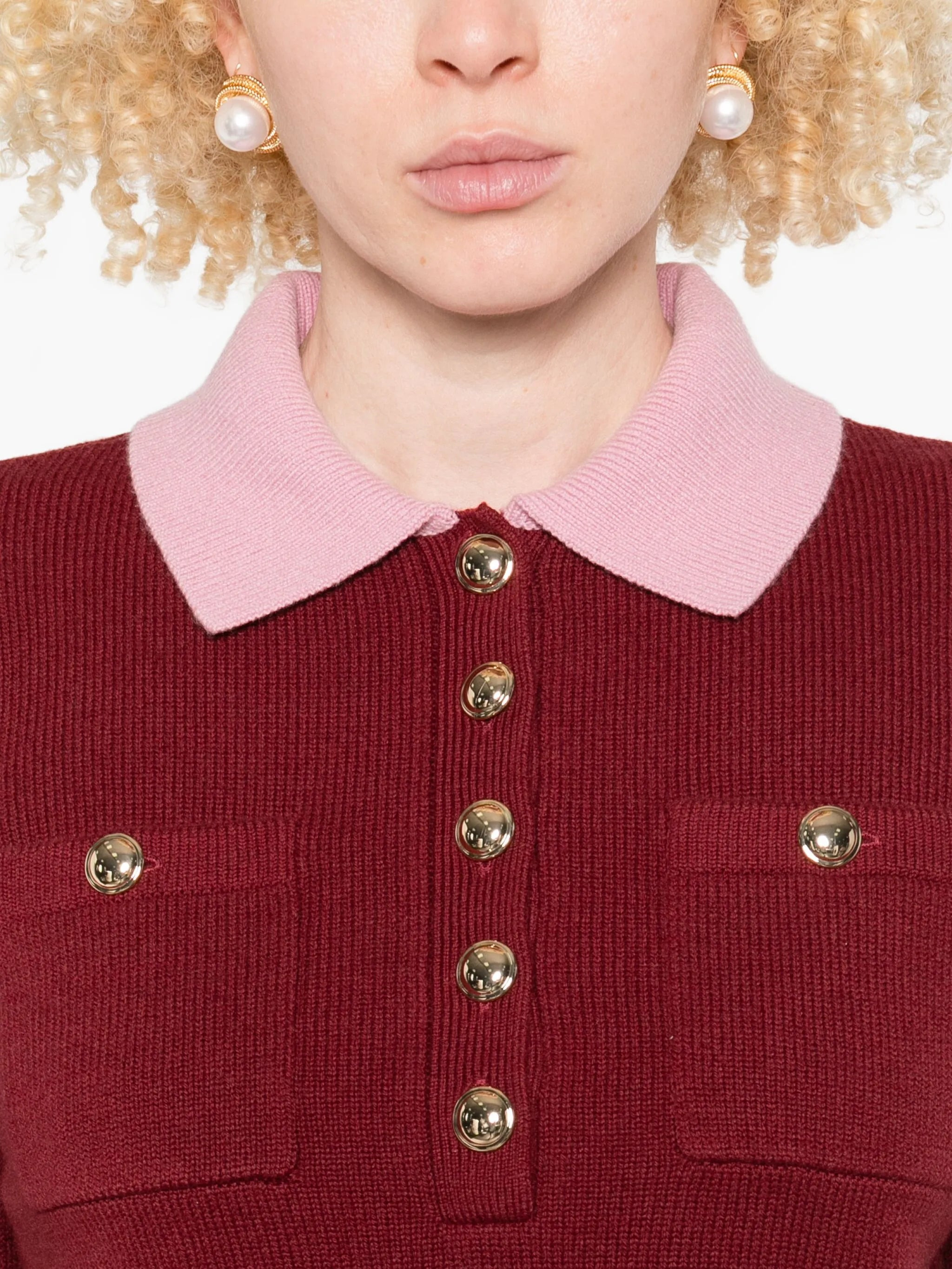 Self-portrait Contrast-collar Polo Top - 4