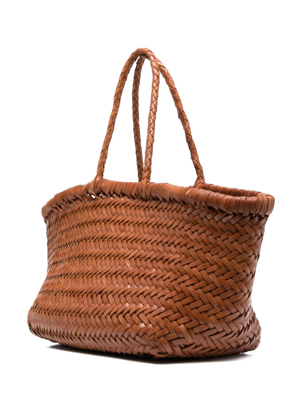 Dragon Diffusion Women 'Triple Jump' Tan Brown Small Tote Bag In Braided Leather Woman - 2