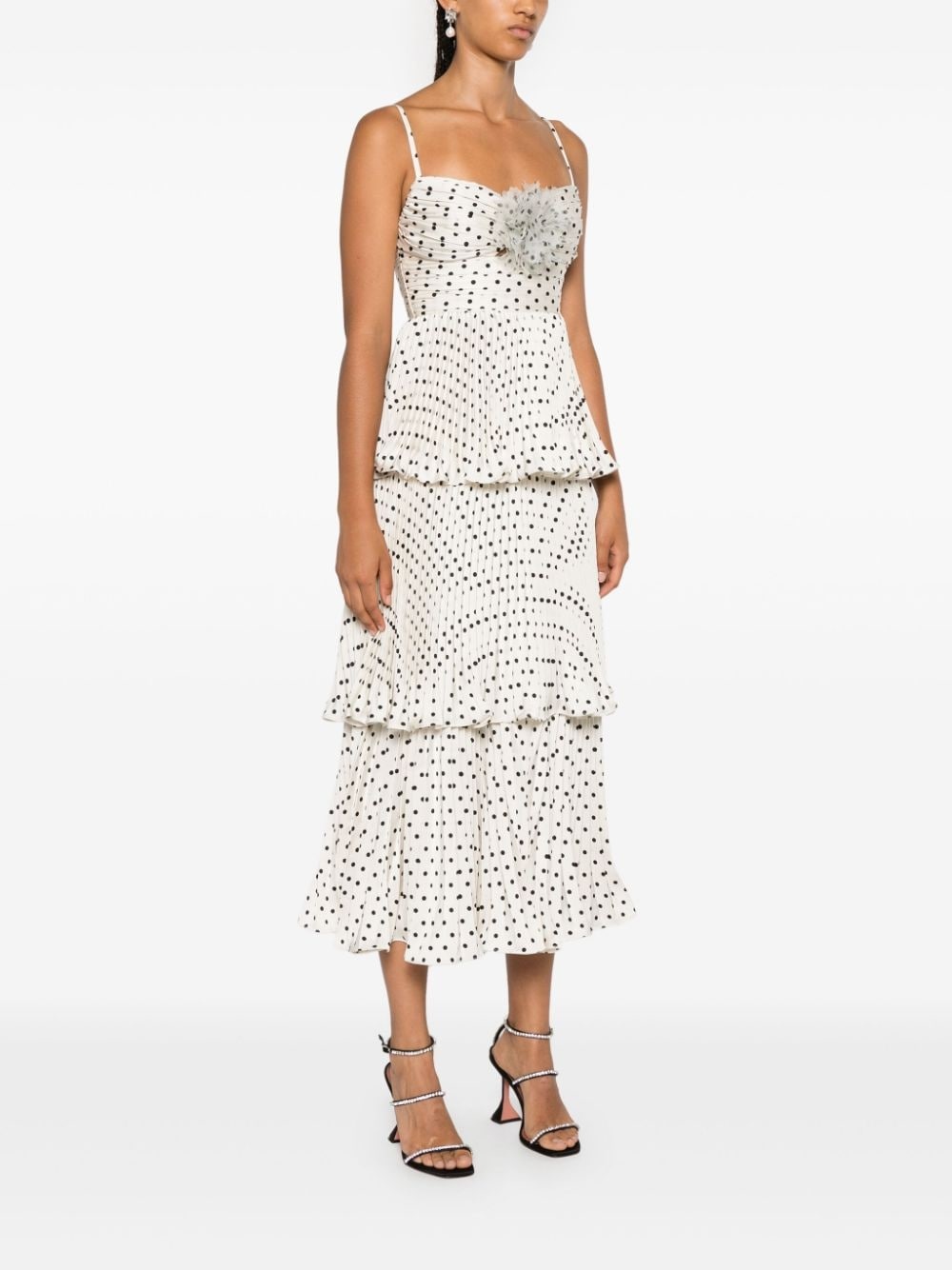 polka dot tiered midi dress - 3