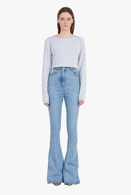Bootcut light blue eco-designed jeans with Balmain monogram - 4