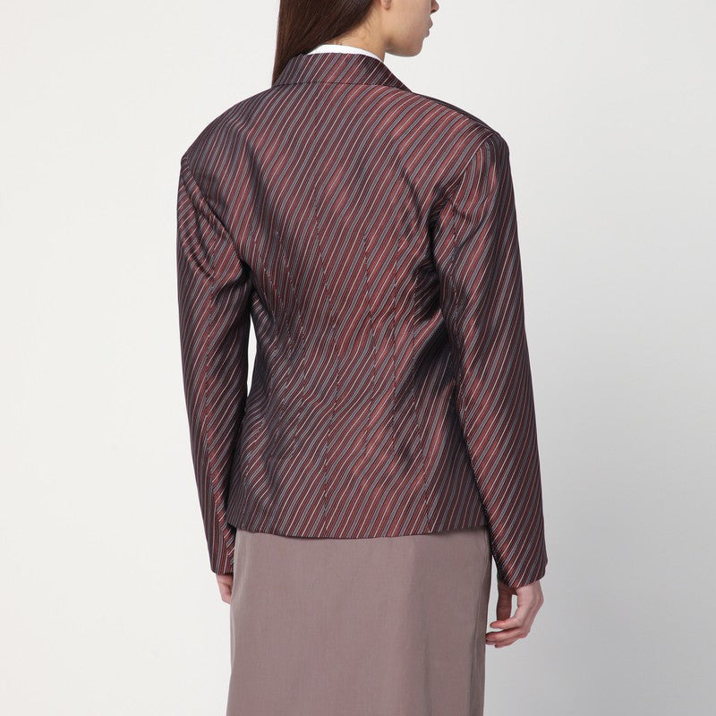 Dries Van Noten Burgundy Striped Jacket With Padded Balls Women - 2