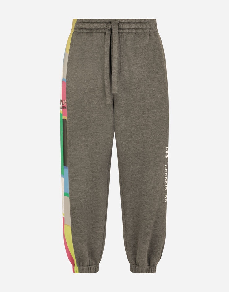 Technical jersey jogging pants with printed band - 3