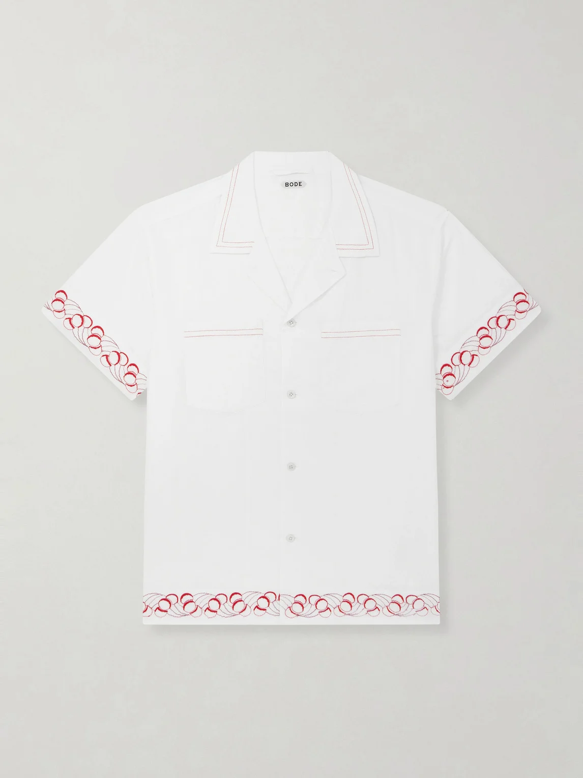 Cherry Lane Camp-Collar Embroidered Cotton-Poplin Shirt - 1