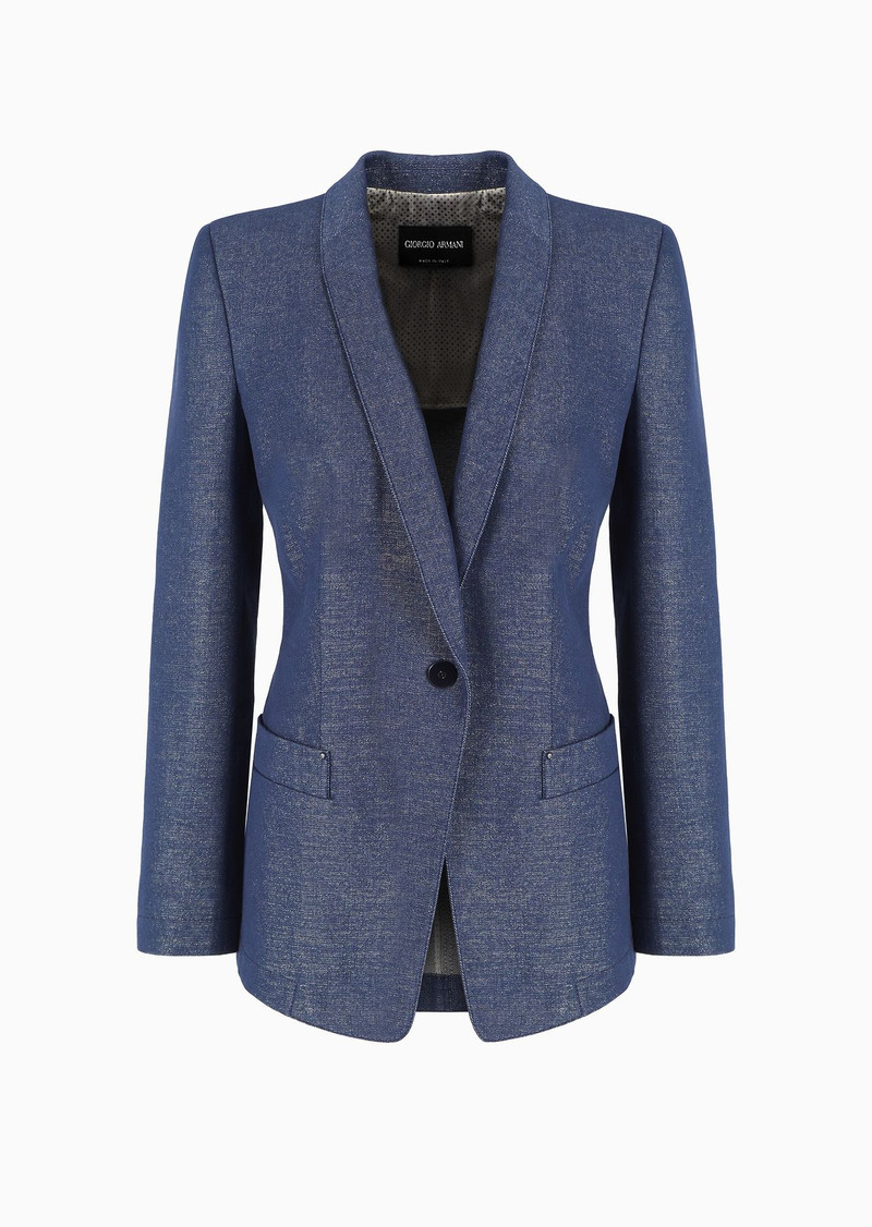 Denim Collection single-breasted jacket in cotton, viscose and lurex denim - 1