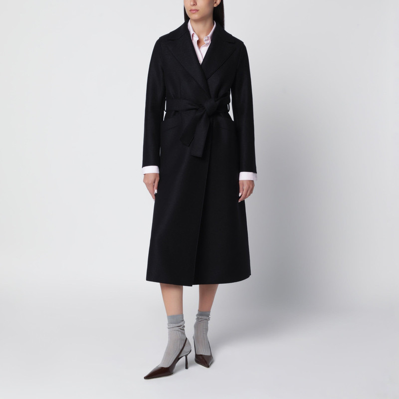 Black wool wrap mini coat 1