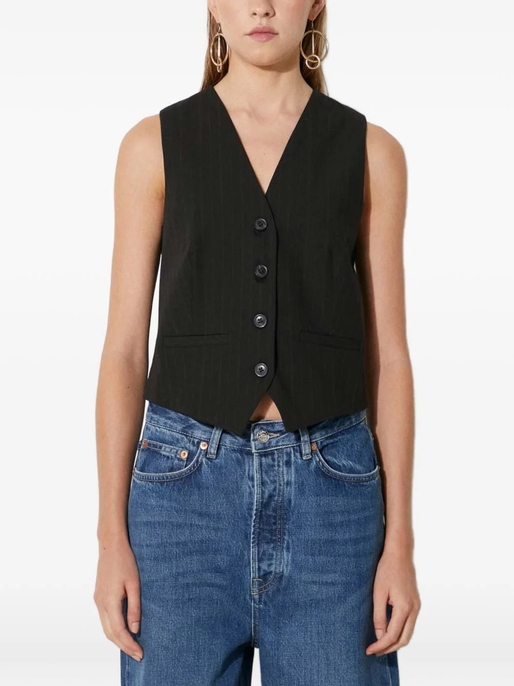 Saramona button pinstripe top - 1