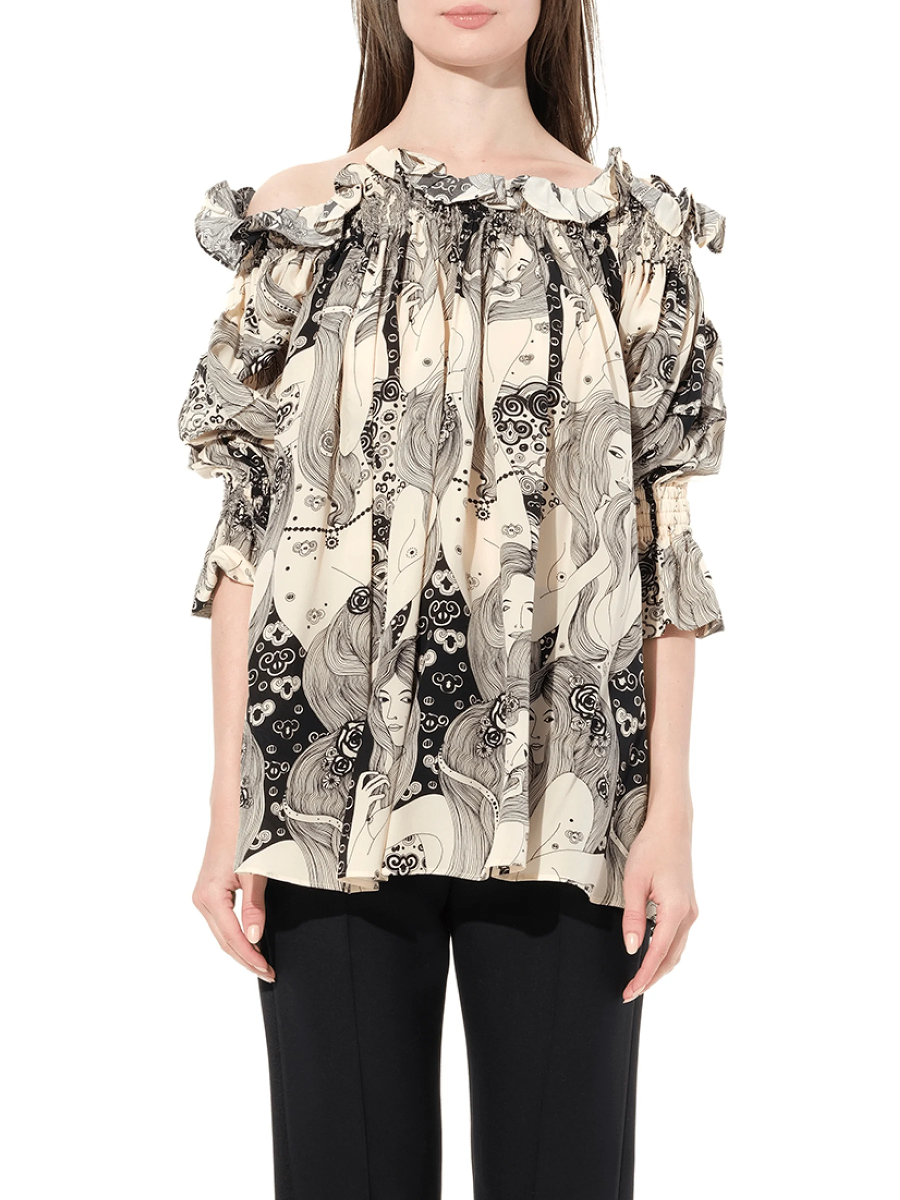 Off Shld Eve Top in Ivory - 1