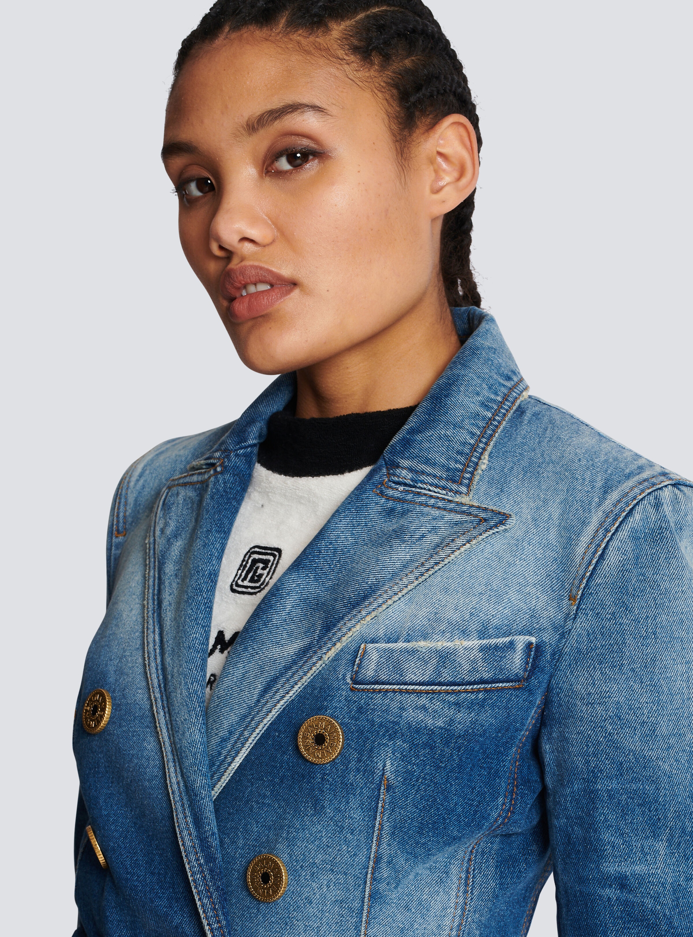 6-button denim jacket - 7