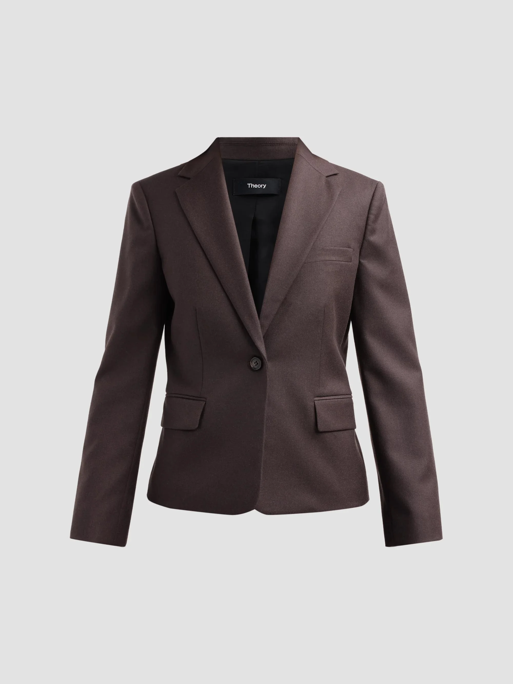 Women's Virgin Wool Single-Breasted Jacket - Cacao - 1