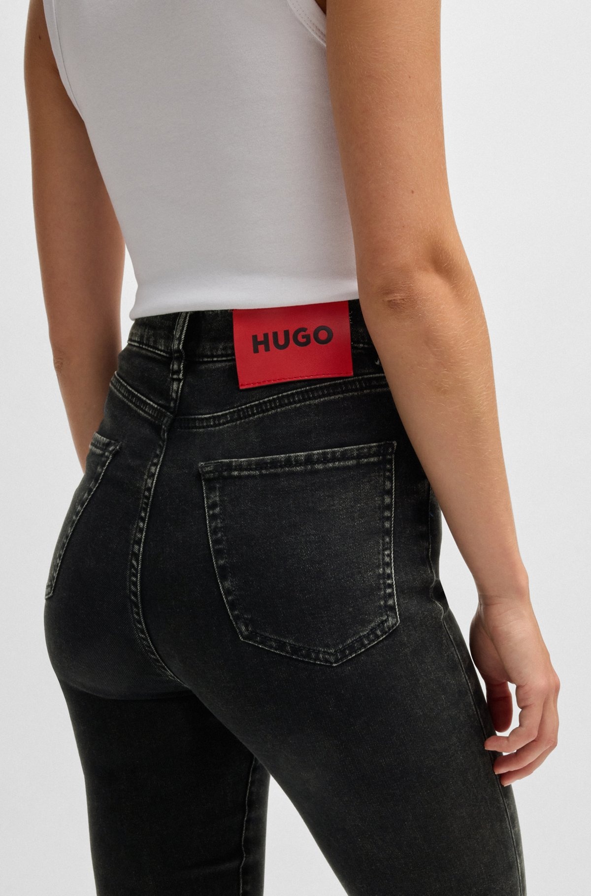 SKINNY-FIT JEANS IN BLACK SUPER-STRETCH DENIM - 5