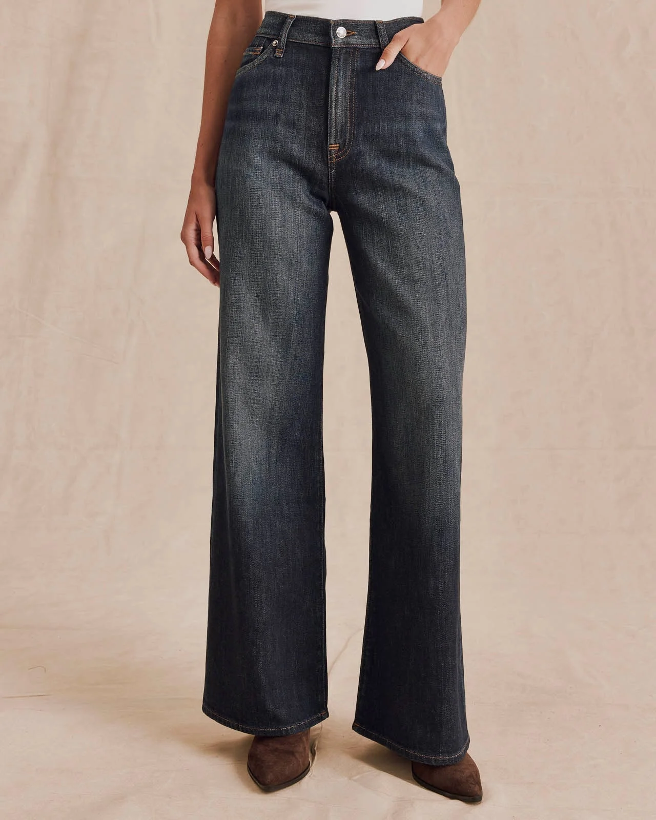Slim Palazzo Jean in Dark Blue - 1